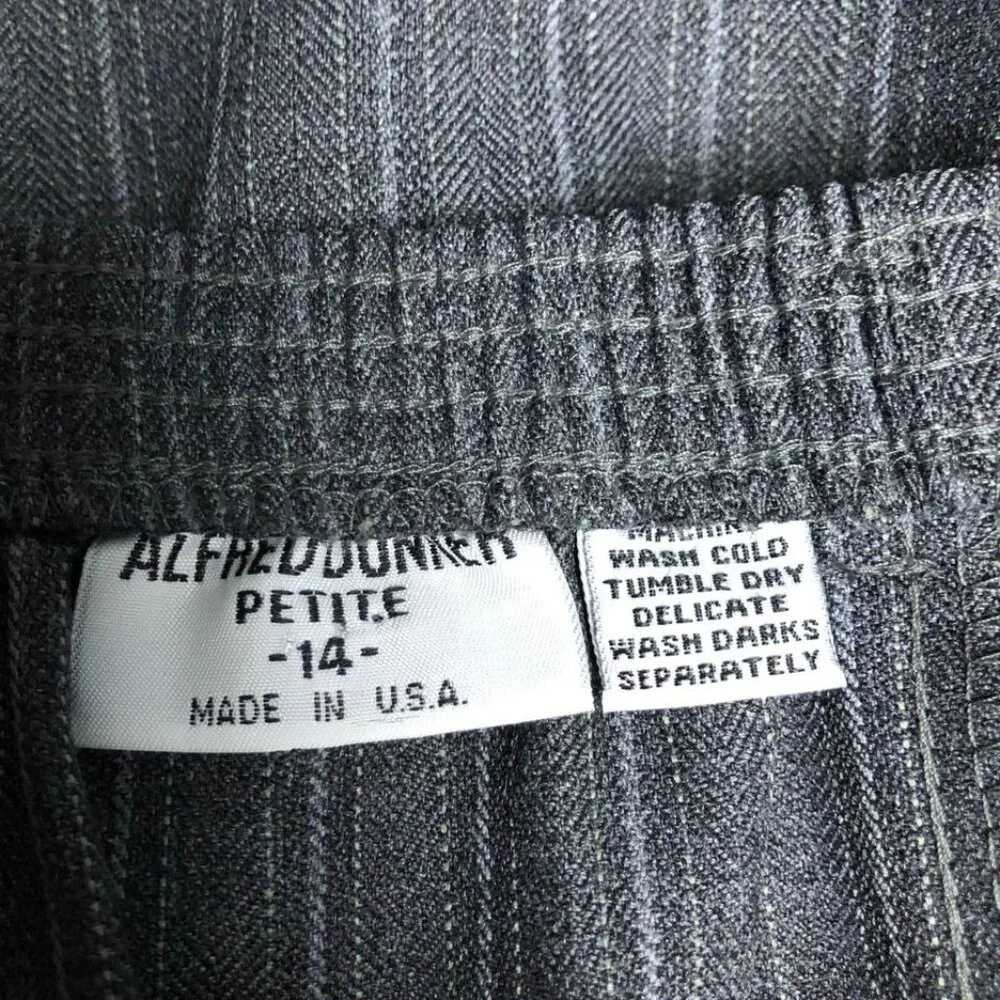 Alfred Dunner Skirt Womens Size 14 Petite Gray Pinstripe Pockets A Line Office